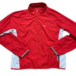 Helly Hansen Jacket Womens Sz Large Red Windbreaker Full Zip Active Lightweight